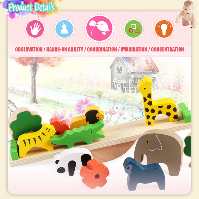 [Little B House] Animal Seesaw Wooden Toy Balancing Blocks Toy ...