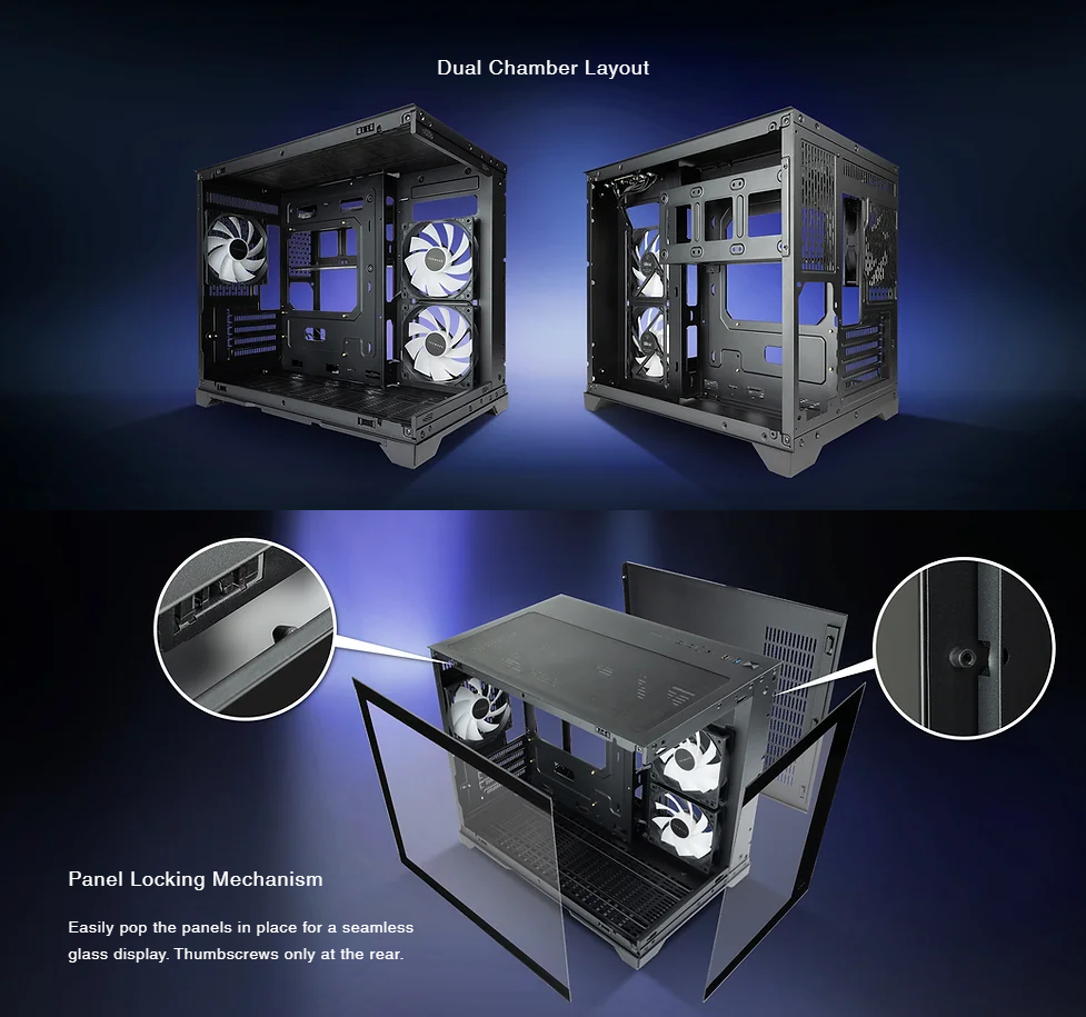 Tecware Vxn Evo Omni Argb Dual Chamber Tg Matx Pc Case - Black   White 