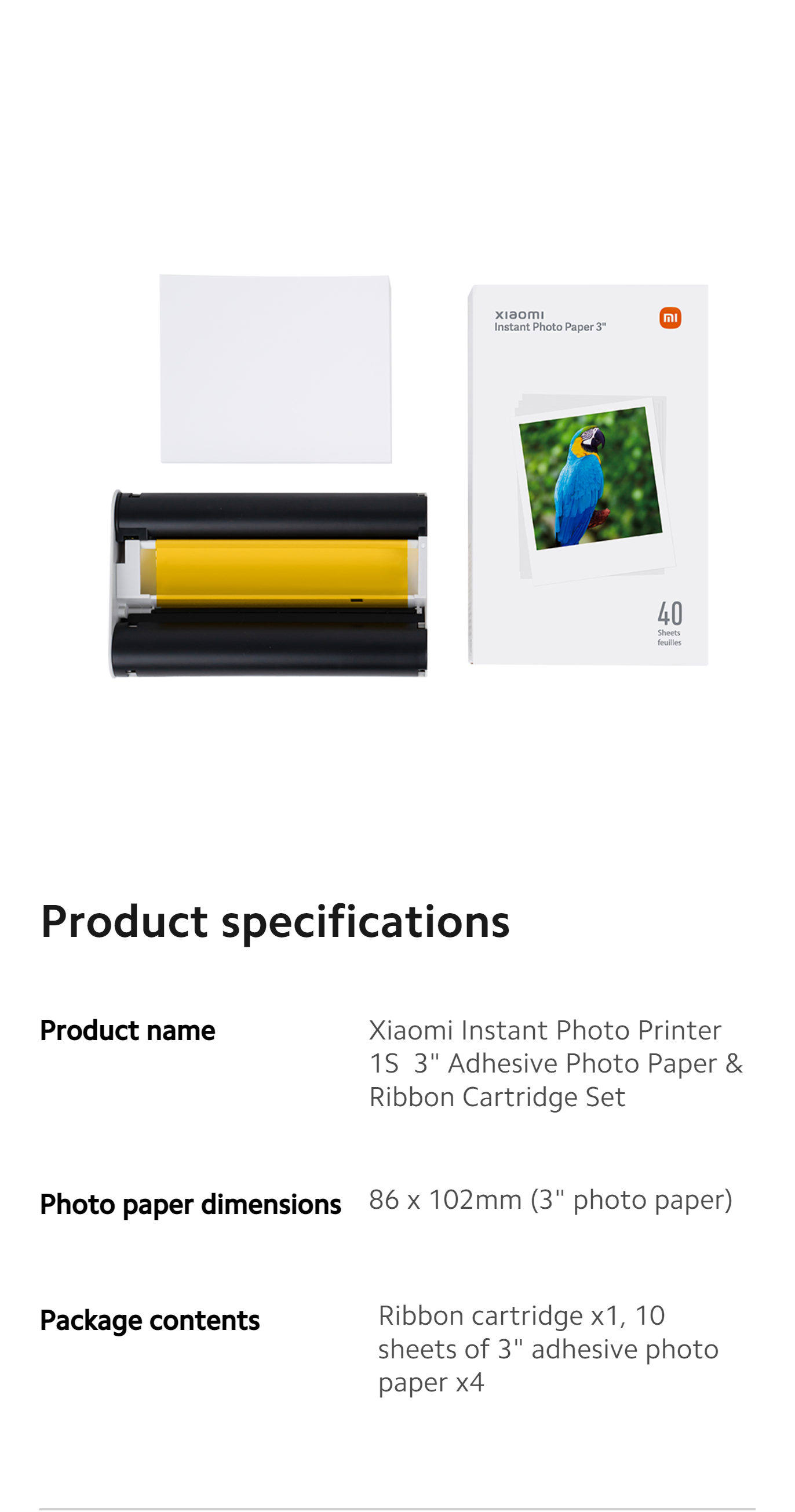 Xiaomi Instant Photo Paper for Xiaomi Printer 1S 3-inch adhesive/6-inch ...