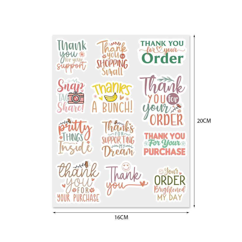 25 Sheets (100pcs) Cute Open Me Emoji Rectangle Shape Thank You ...