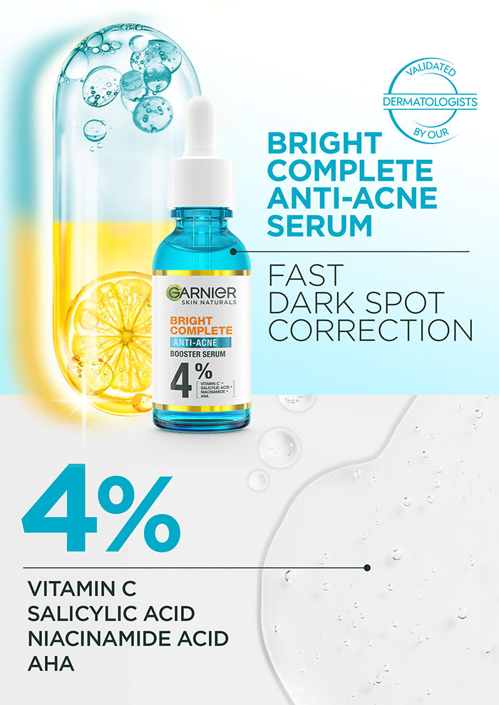 Garnier Bright Complete Anti Acne Booster Serum 30ml Reduce Acne