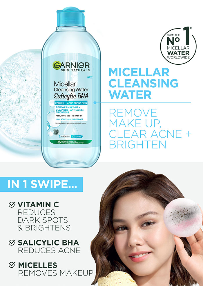Garnier Micellar Cleansing Water Blue Makeup Remover for Acne Prone Skin (125ml) Shopee Malaysia