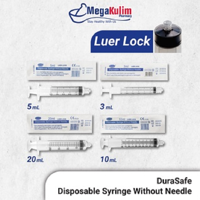 DURASAFE DISPOSABLE SYRINGE LUER LOCK 3ML/5ML/10ML 1'S [Exp: 2027 ...