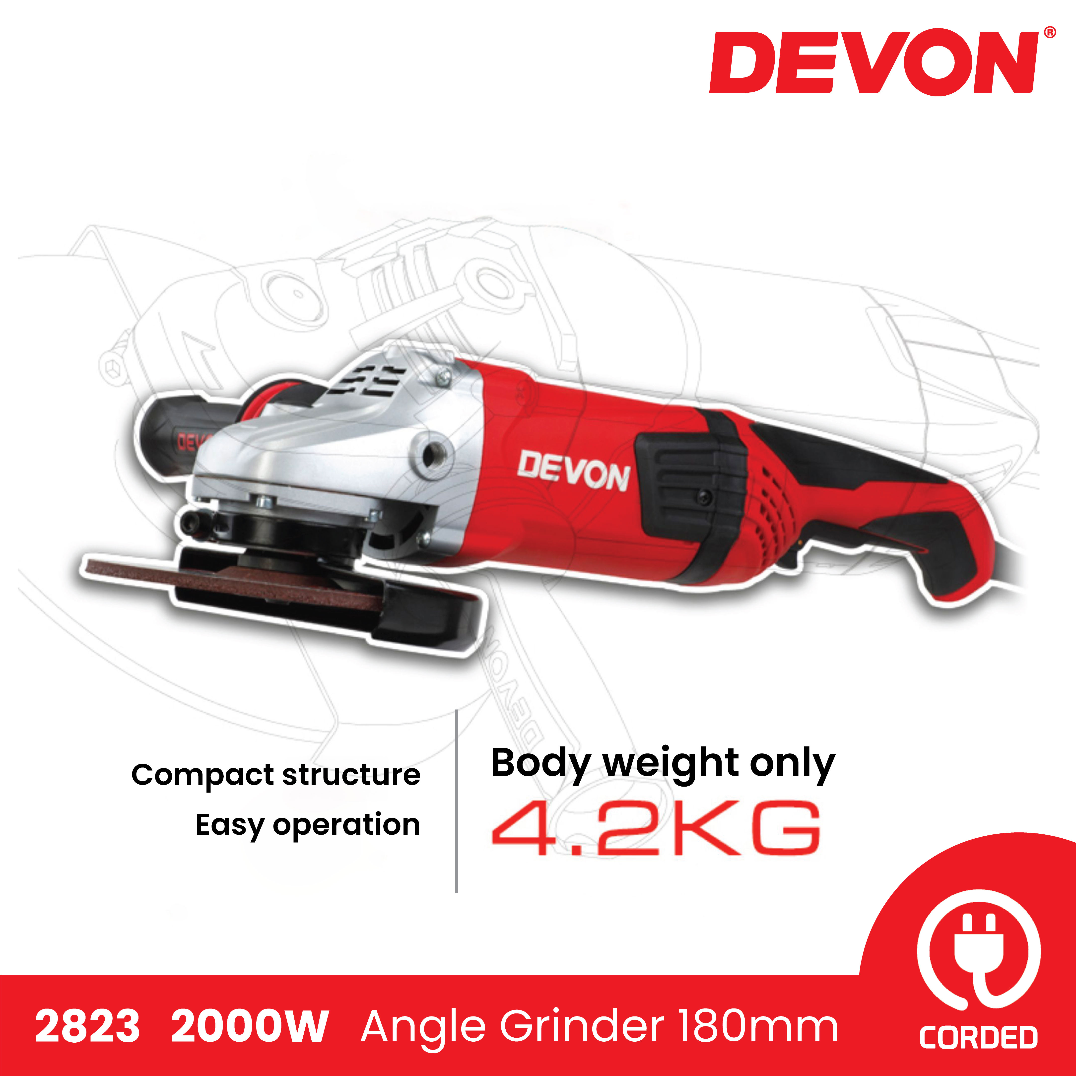 DEVON 2823 2000W Angle Grinder 7