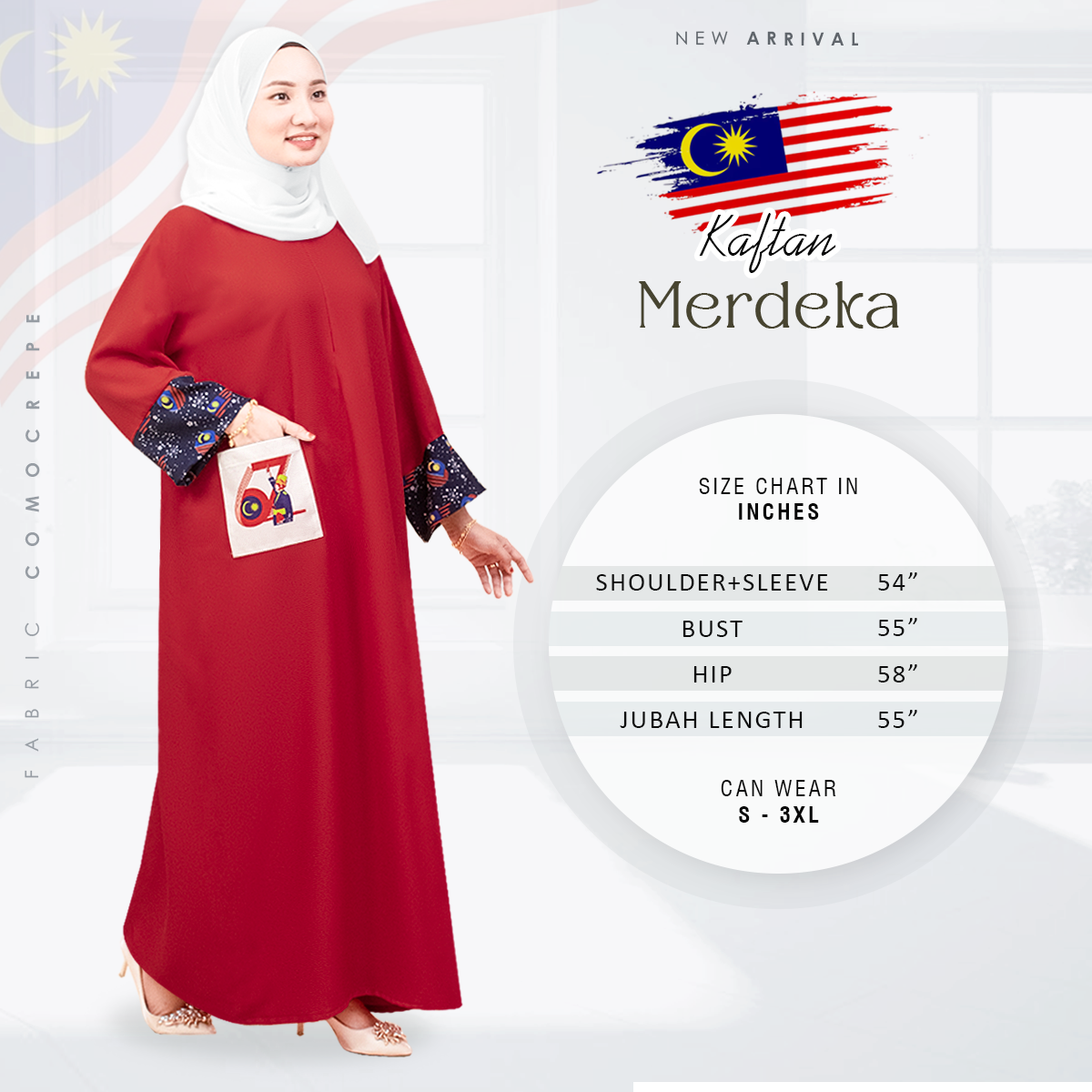 New Arrival Merdeka 2024 Kaftan with Free shawl by H&H Exclusive ...
