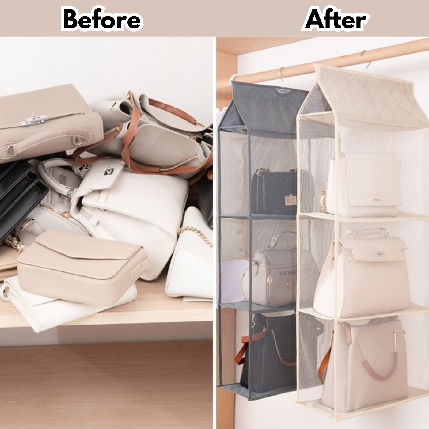 LIVO Wardrobe Organizer Hanging Handbag Wardrobe Storage Bag Closet ...