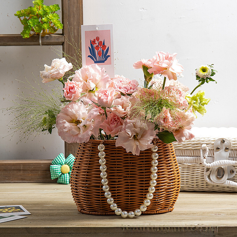 (300-304) BASKET FLOWER BOX Weave Rattan Wicker Storage Fruit Rattan ...