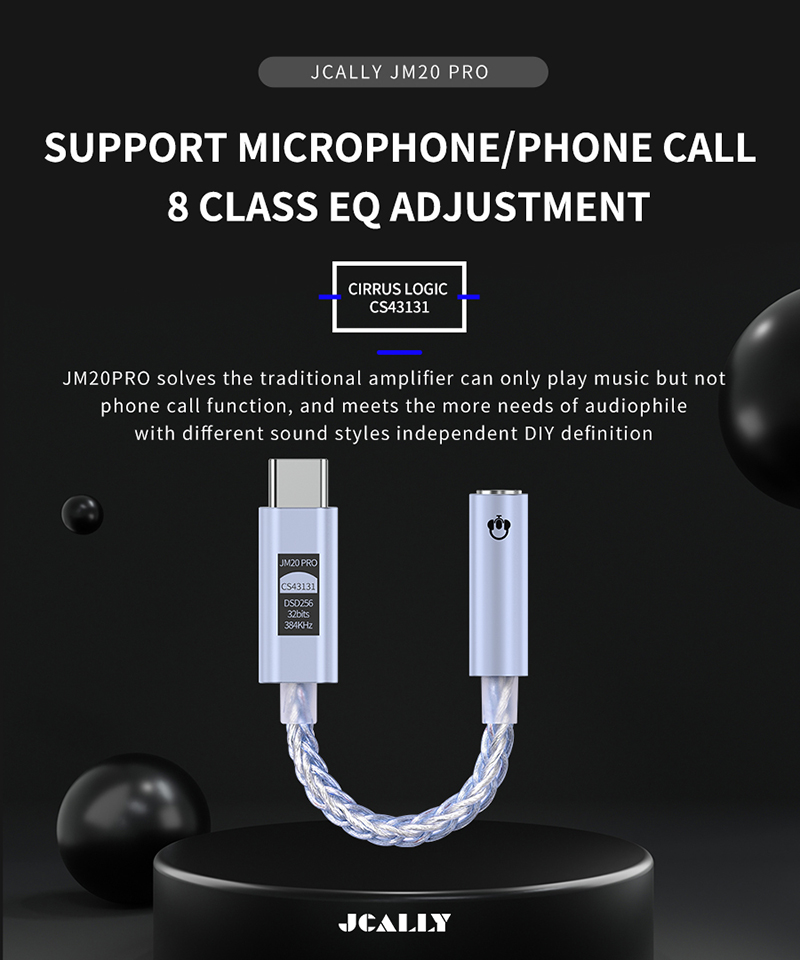 Acheter JCALLY JM20 /JM20 PRO/JM20 Max Amplificateur de Code Portable Adaptateur Audio Numérique Type C vers 3.5mm Amplificateur d'Écouteurs