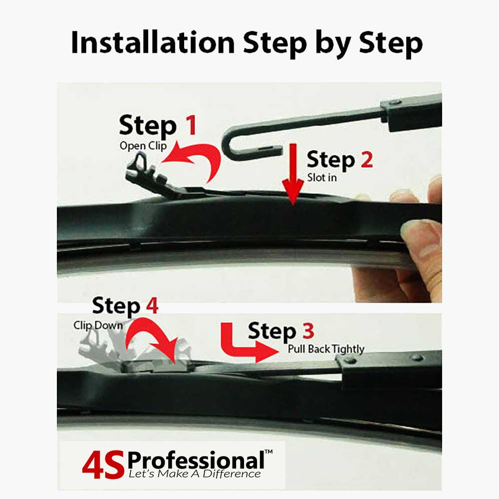 4S Professional™ Teflon Silicone Series Wiper Blades (1pcs) - 1 Year ...