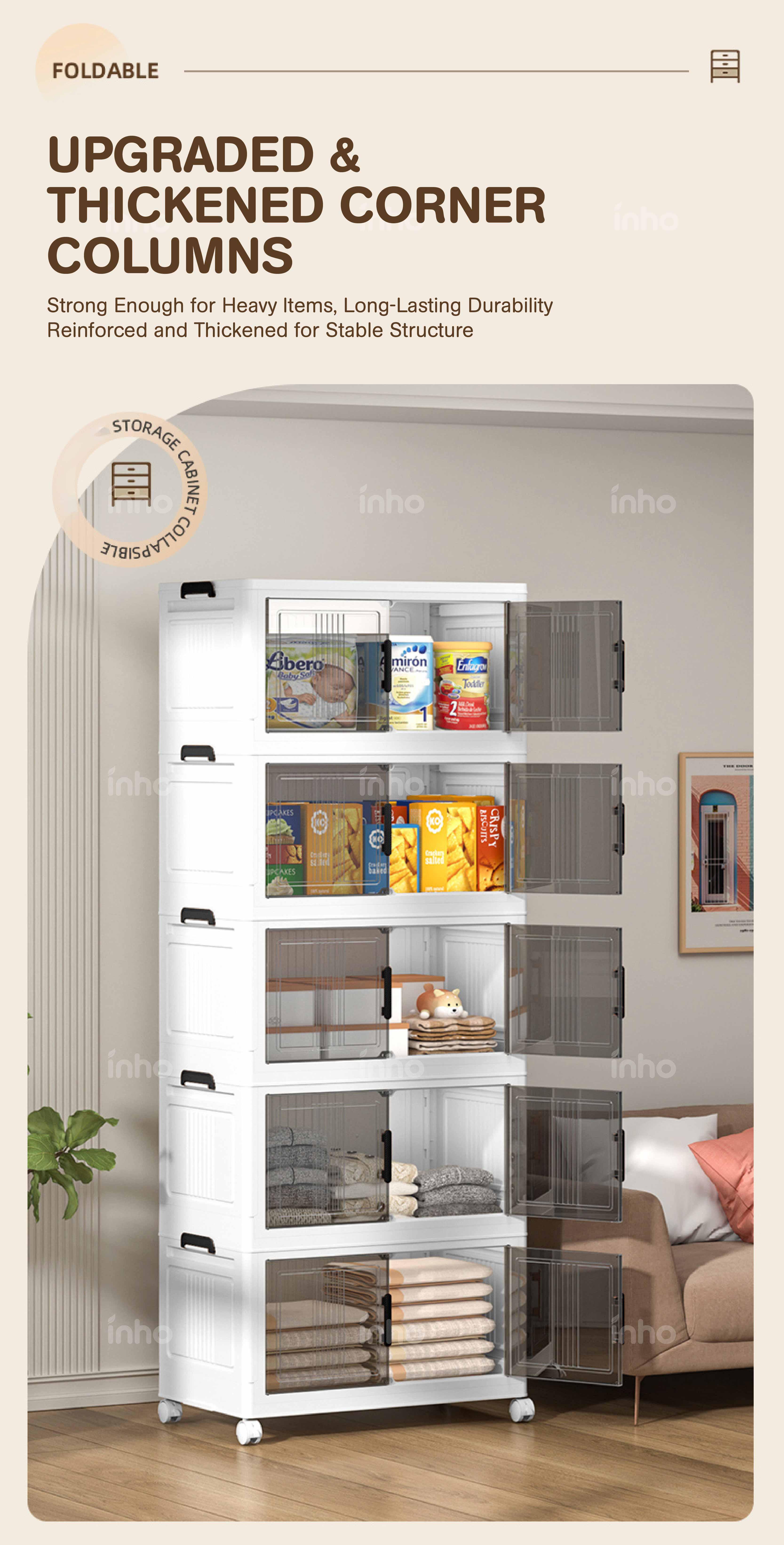 【Shipping Promo】INHO L50-70cm (1-5 Layers) 2 Doors Foldable Stackable ...