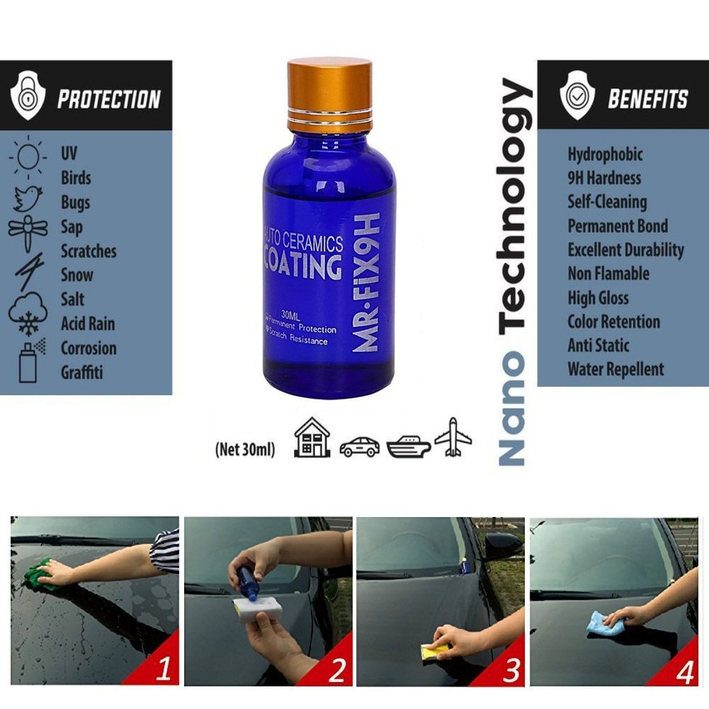 Ceramic Car Coating Kit Anti-Scratch Exterior Care Paint Sealant 9H ...