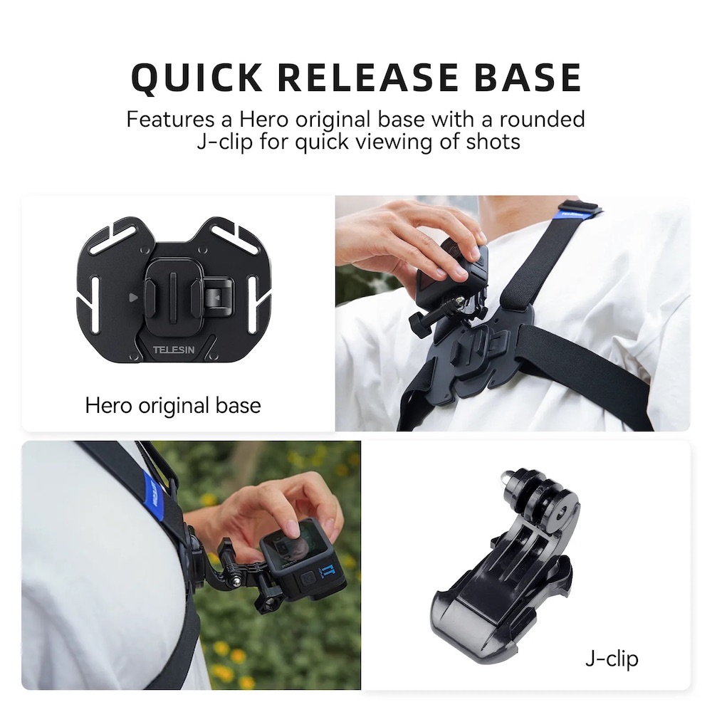 TELESIN Vest Chest Strap Mount for GoPro Insta360 DJI Action Camera ...