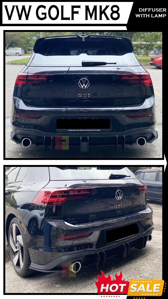 VOLKSWAGEN GOLF MK8 GOLF GTI REAR DIFFUSER MAXTON LOOK REAR DIFFUSERF ...