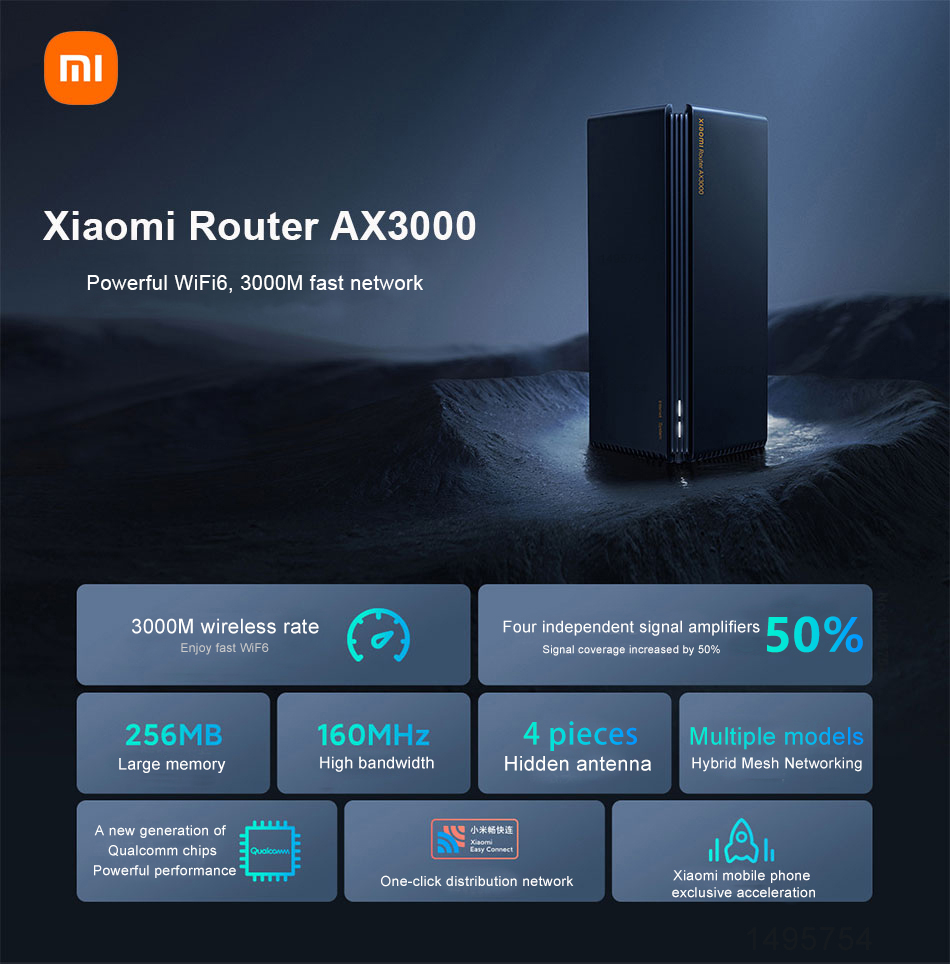 (MY SET) Xiaomi AX3000 Router 5GHz Router Mesh WIFI6 Full Gigabit Mesh ...