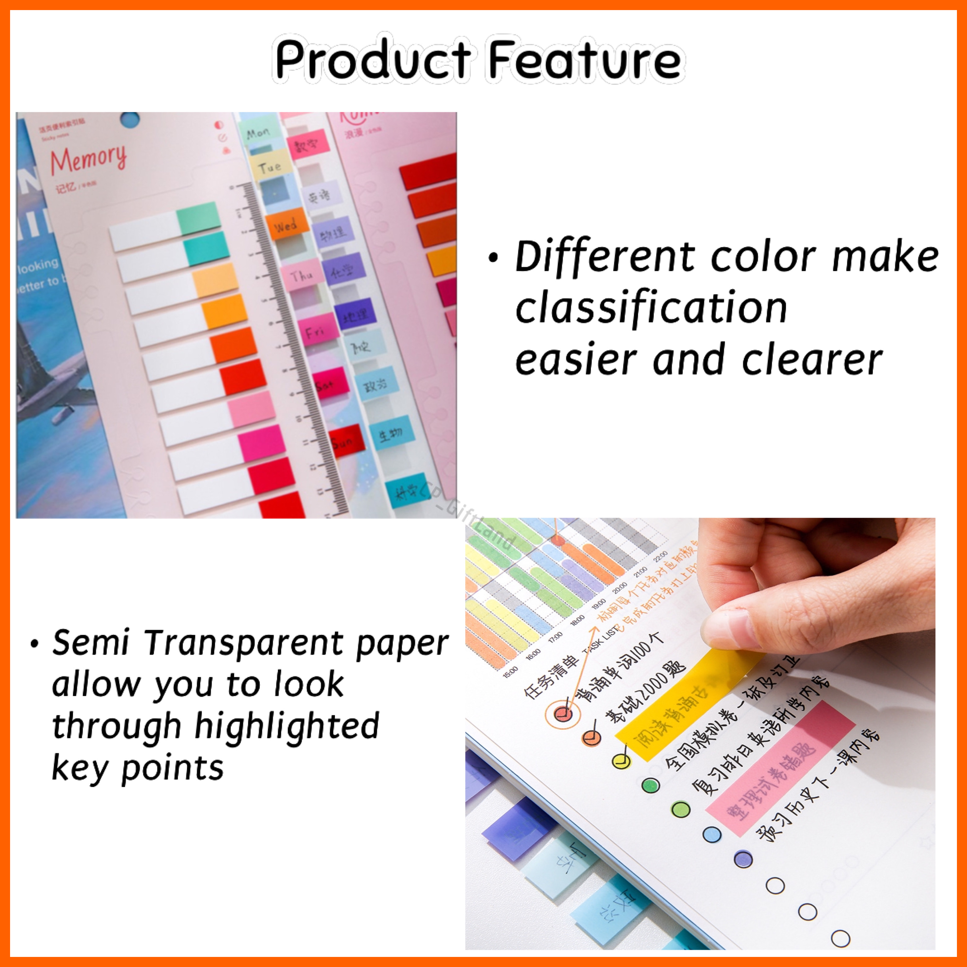 Sticky Notes Aesthetic Waterproof Colorful Sticky Note Set Bookmark ...