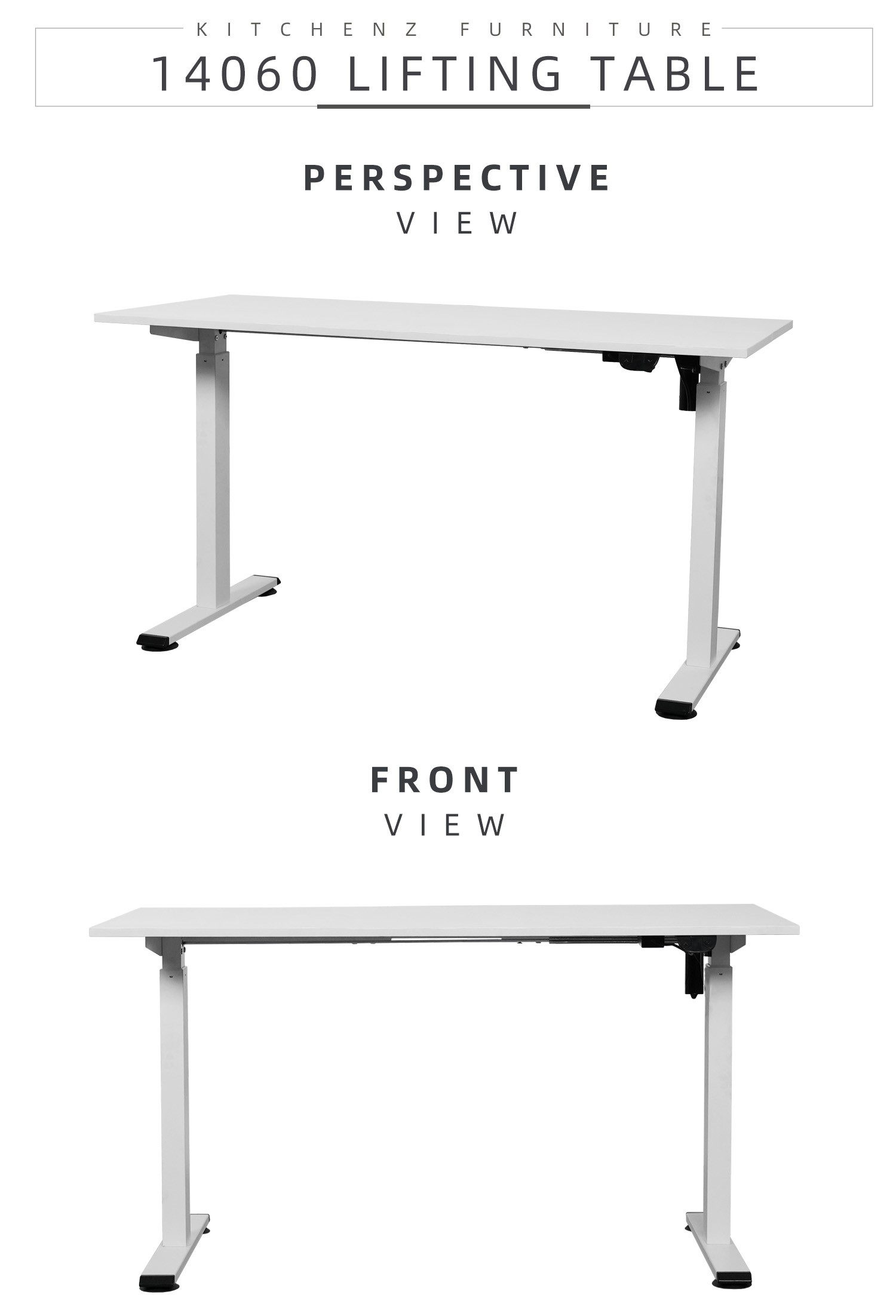 KitchenZ 120CM/140CM Smart Lifting Office Desk Melamine Table Top Metal Leg Electric Motor