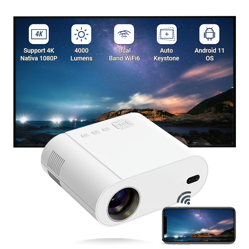 2025 LCD Projector 4K Android 11 WiFi 6 Bluetooth 5 Projector Mini fo ...