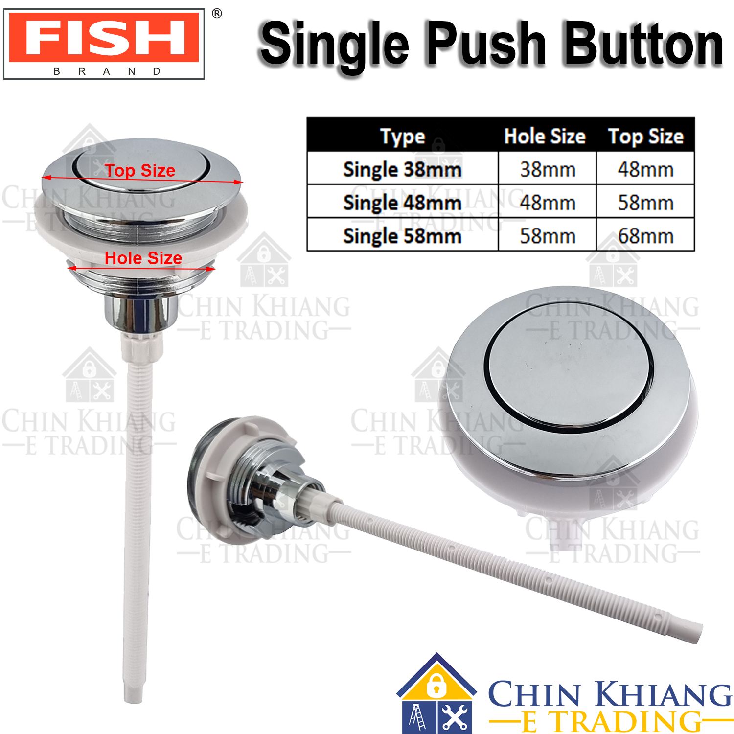 Fish CJPB Push Button 38mm 48mm 58mm Single Push Button Dual Push ...