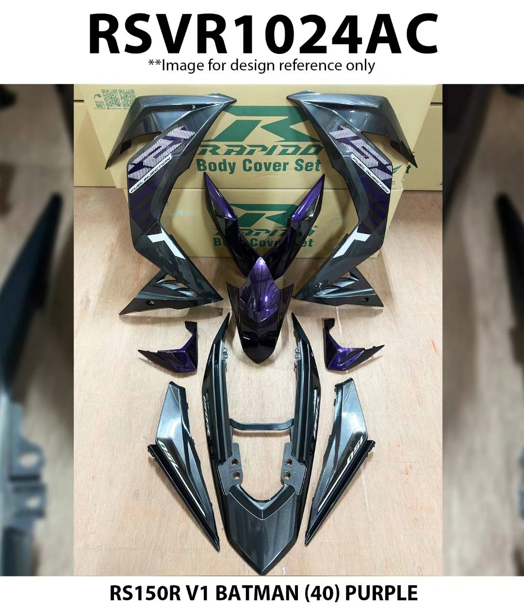 Body Cover Set Rapido Honda RS150R V1 V2 V3 BATMAN (40) Purple Black ...