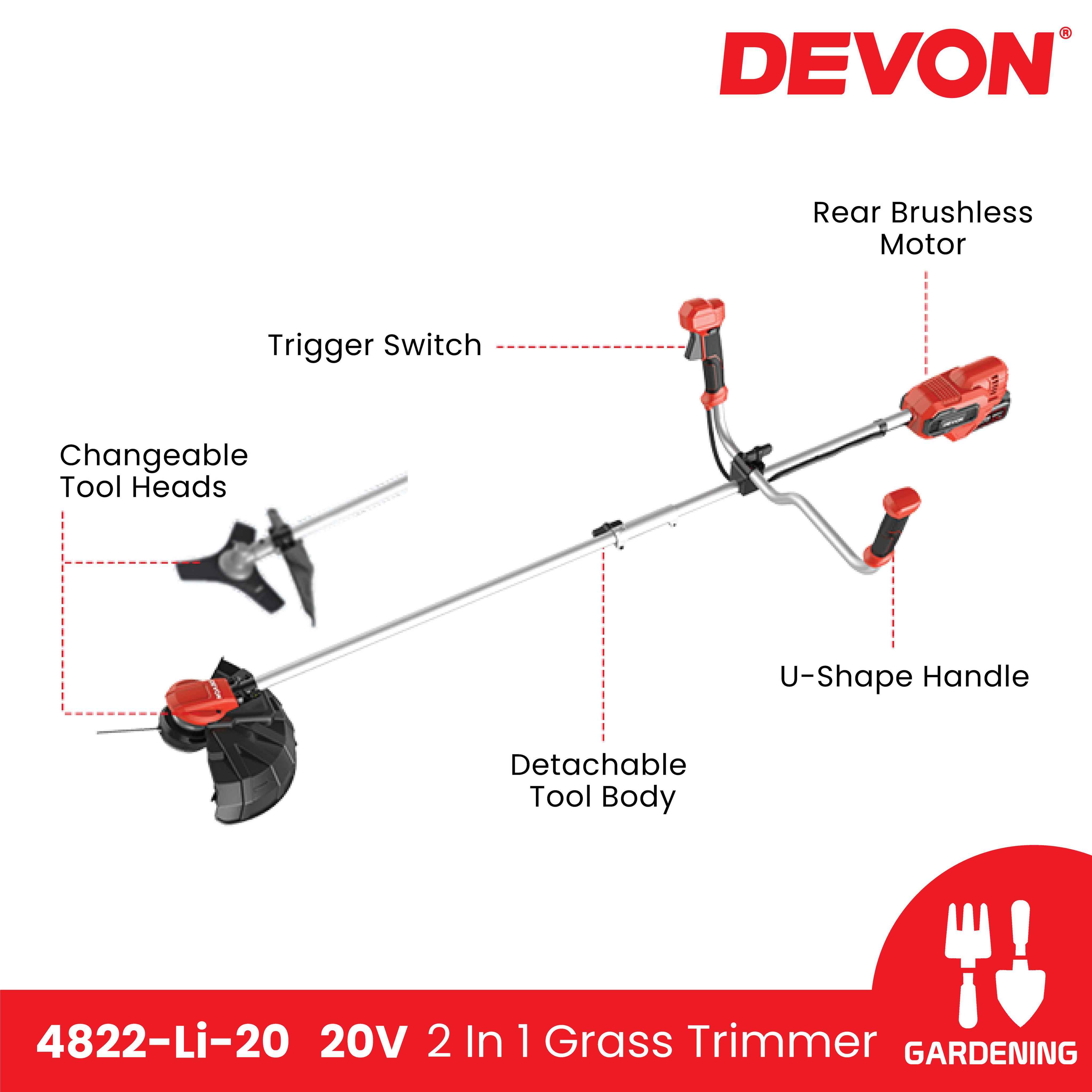 DEVON 4822-Li-20 20V Electric Lithium-Ion Brushless Cordless Line ...