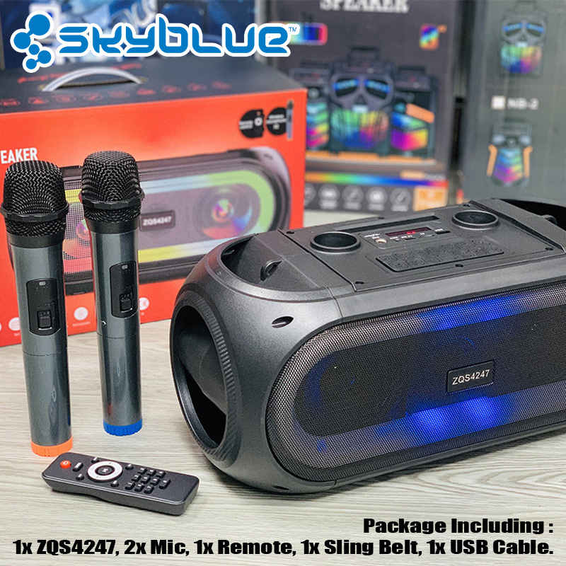 Skyblue LED RGB Light Speaker Bluetooth Bass Besar Spiker With 2 ...