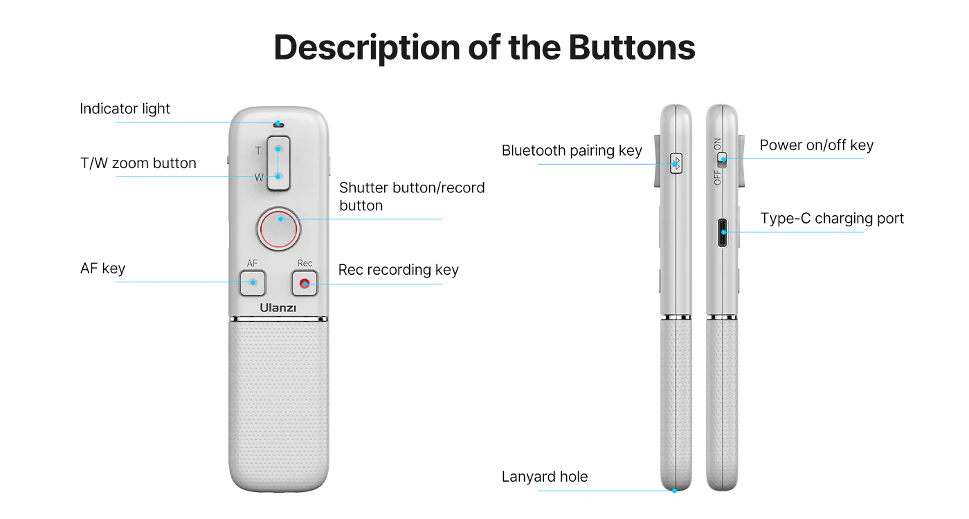 Ulanzi AS006 Wireless Bluetooth Remote Control for Smartphone Camera ...