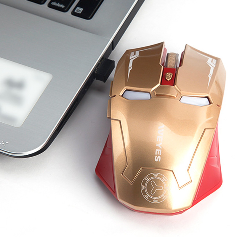 Iron Man Mouse Wireless Gaming Mouse 2.4GHz Wireless Mouse Mute Mice ...