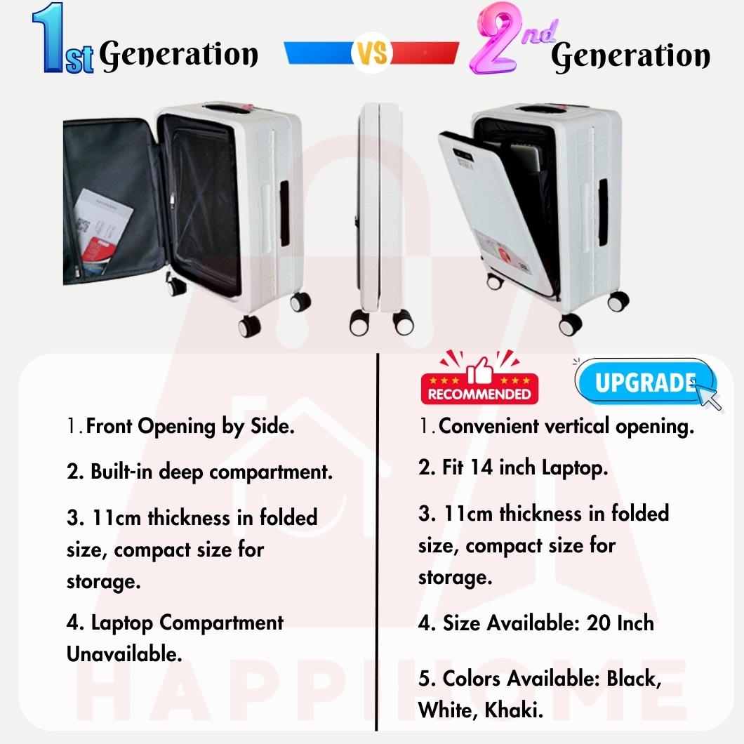 Japanese Foldable Luggage Front Open Lightweight TSA Lock Cabin Hard ...