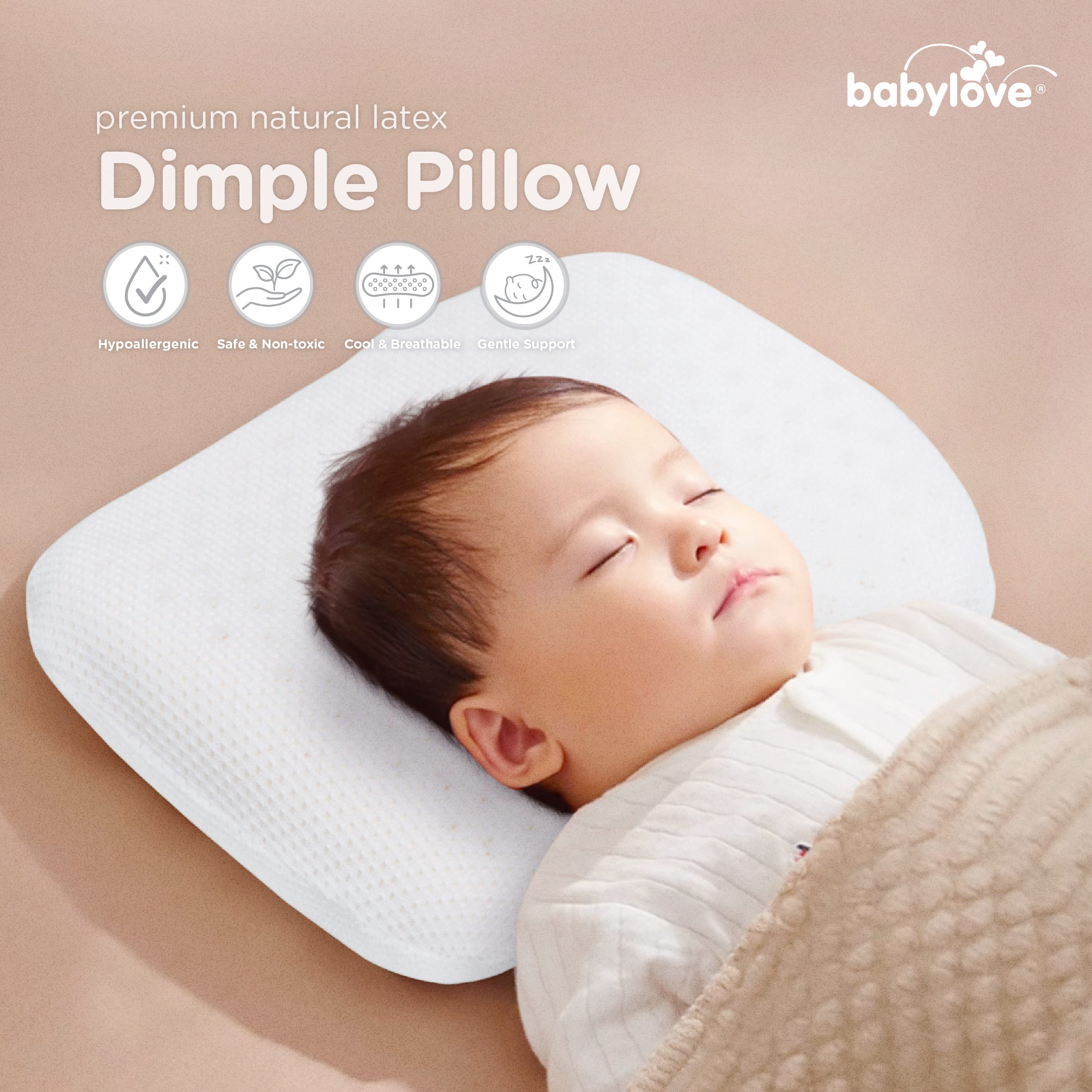 Babylove Dimple Pillow – 100% Natural Latex Newborn XL Sizes
