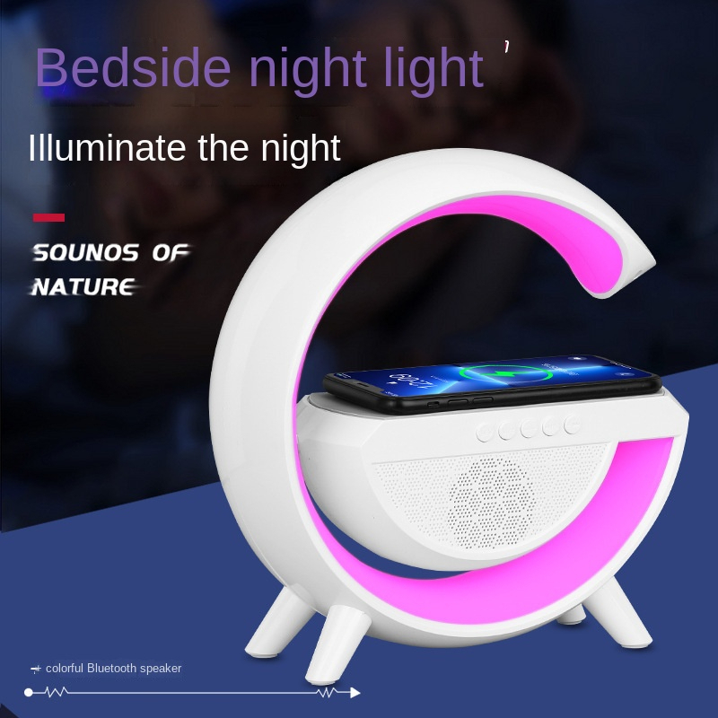 15W LED Atmosphere Light RGB Wireless Charger Bluetooth Speaker Table ...
