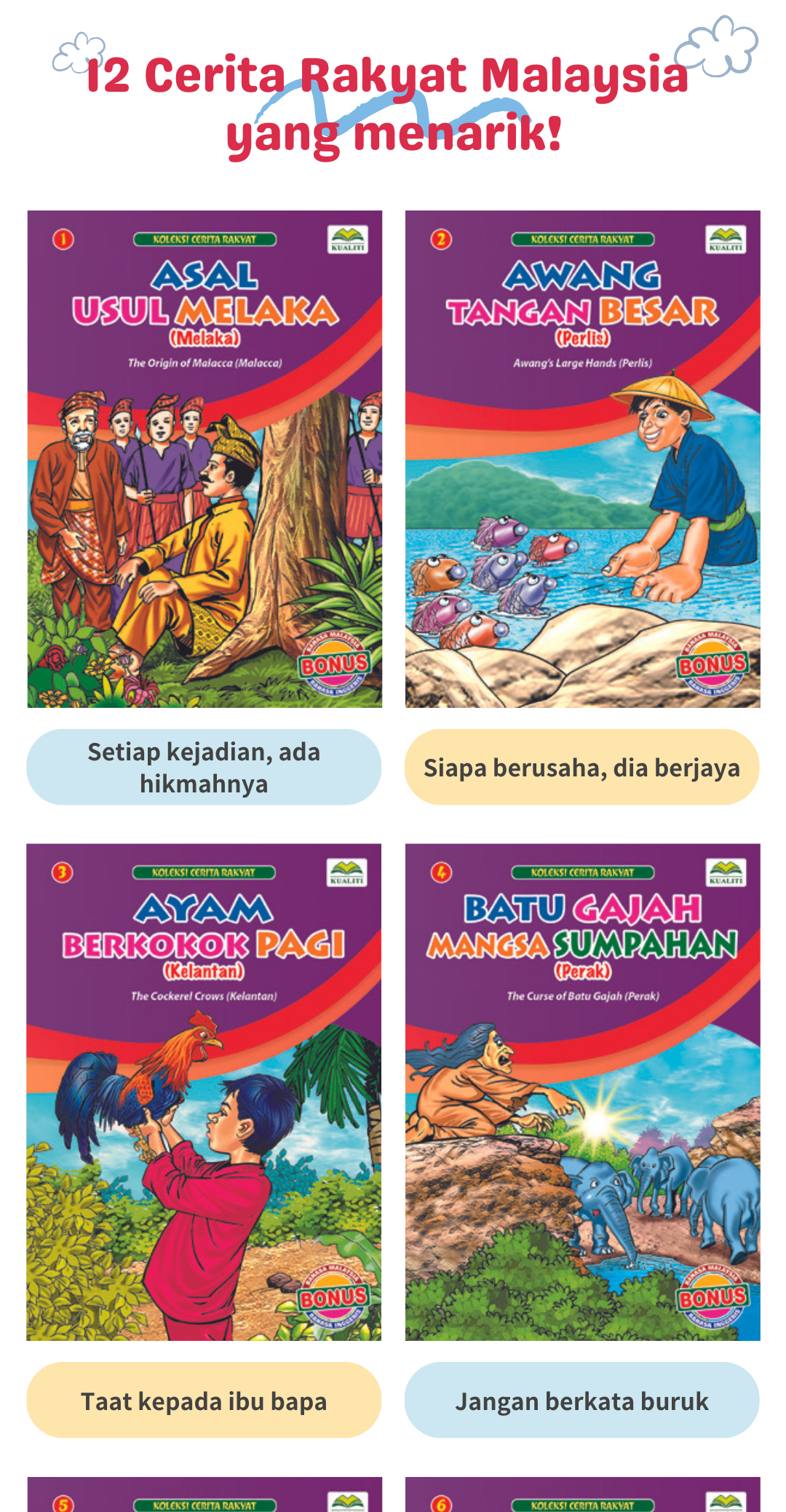 KOLEKSI CERITA RAKYAT Dwibahasa Buku Cerita Bergambar Prasekolah Cerita ...