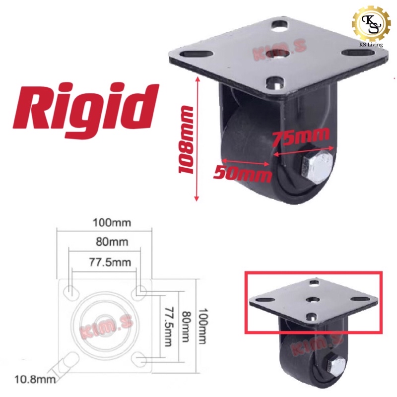 Kim.S Super Heavy PU Caster Roda 3”(75mm) Castor Swivel Fix Brake Wheel ...
