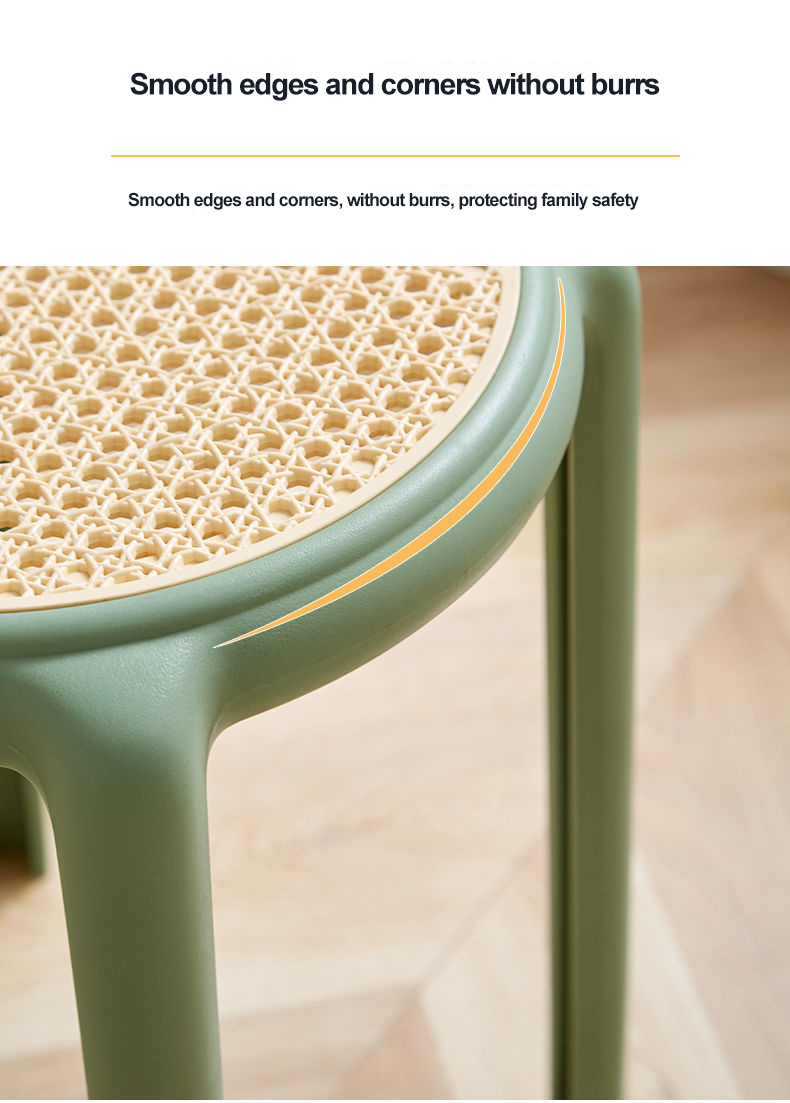 Nordic rattan stool household stackable round stool small apartment ...