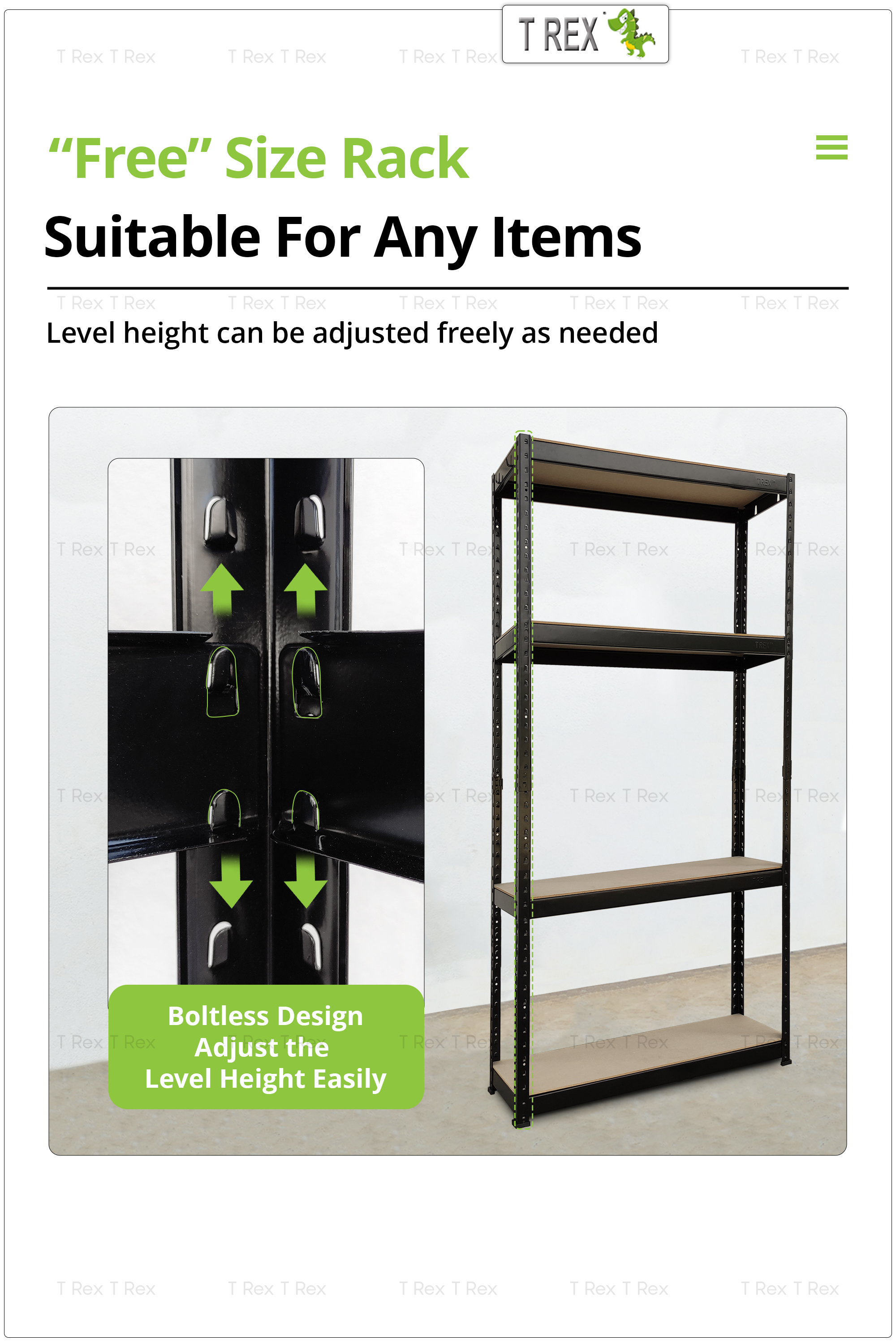 T Rex Multipurpose 4 Tier Boltless Storage Rack / Shelf Kitchen Rack ...