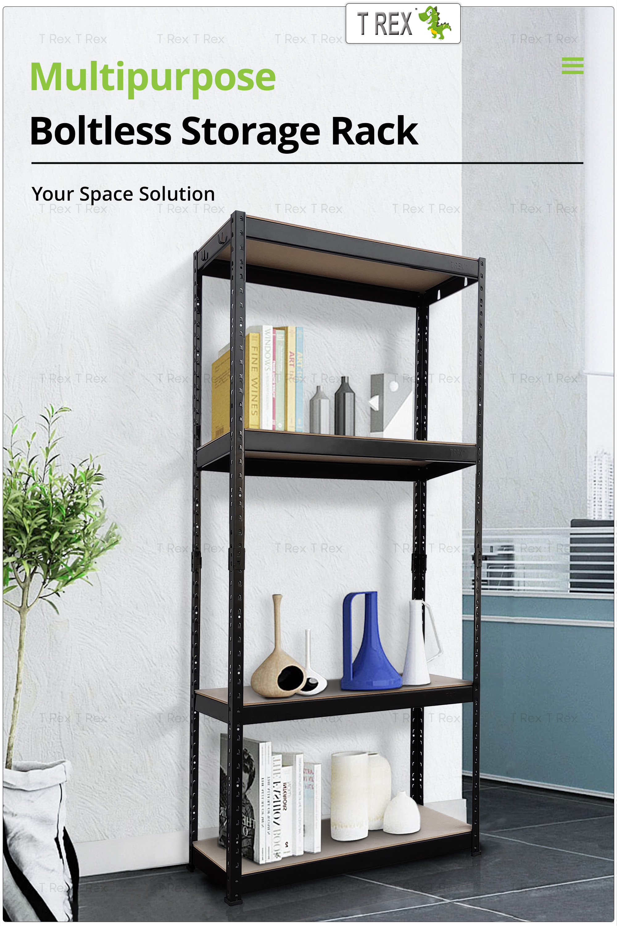 T Rex Multipurpose 4 Tier Boltless Storage Rack / Shelf Kitchen Rack ...