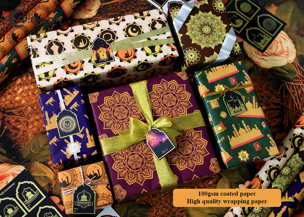 Q.Moon 100gsm Traditional Motif Premium Gift Wrapping Paper Haji Raya ...