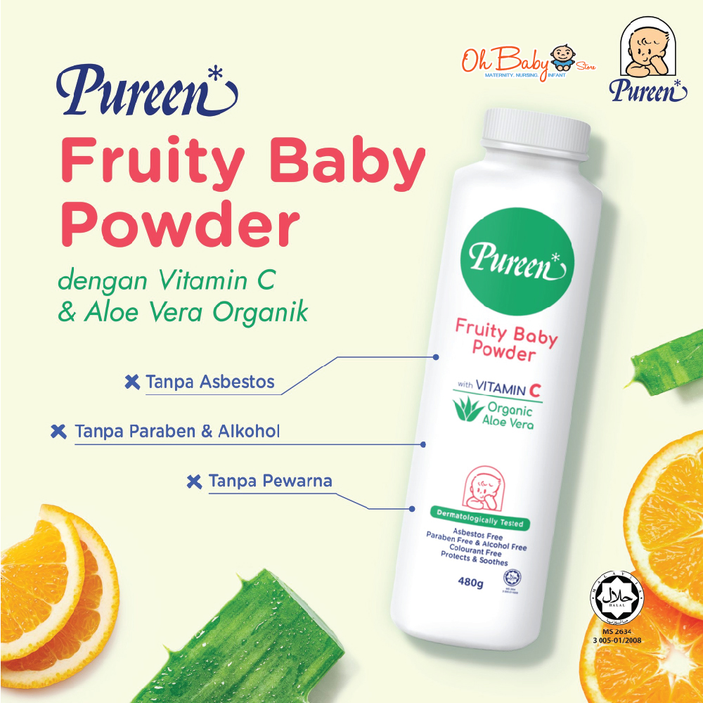 Pureen Fruity Baby Powder with Vitamin C Organic Aloe Vera | Shopee ...
