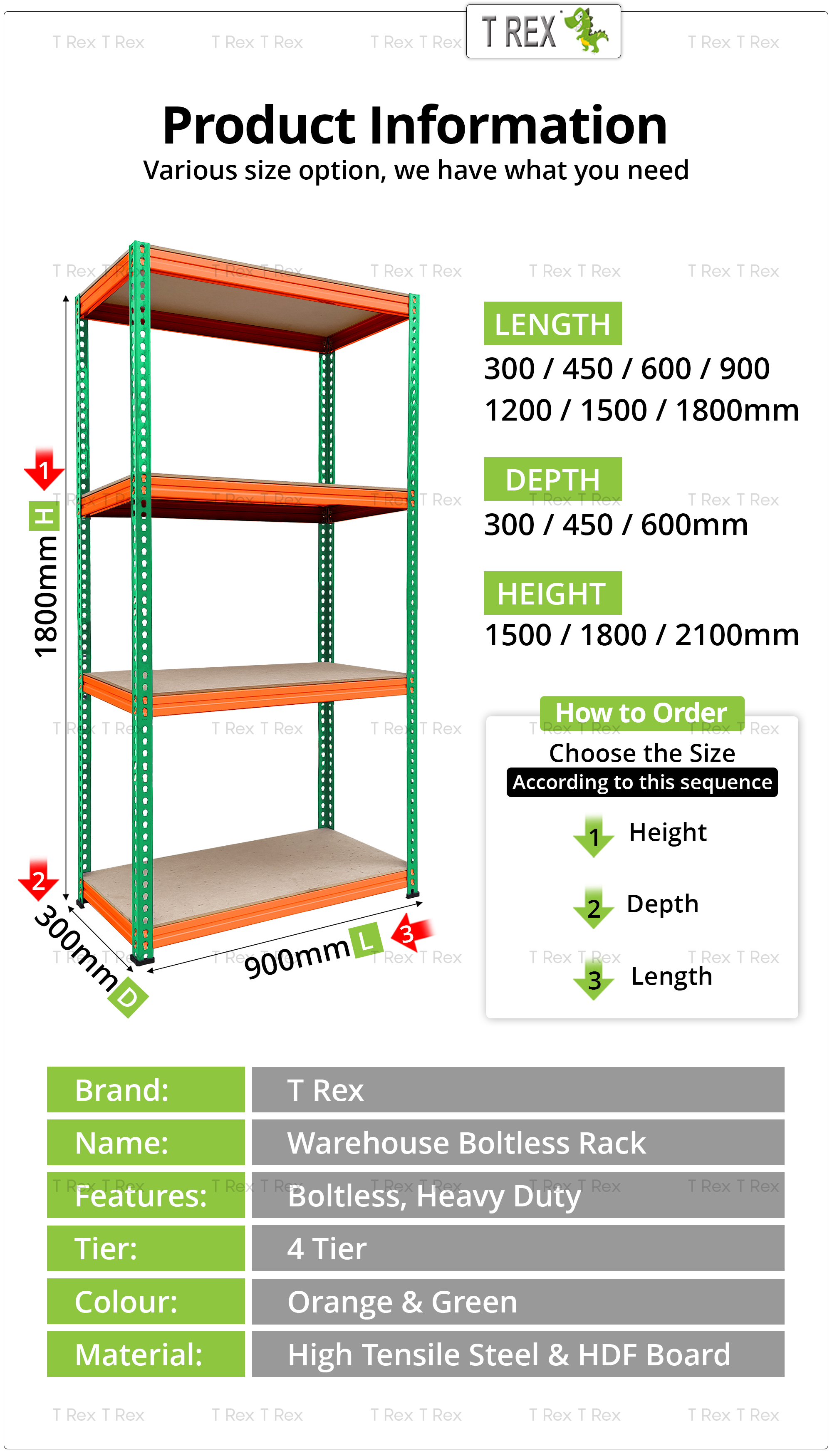 T Rex 4 Tiers Warehouse Boltless Rack / Store Room, Warehouse, Home ...