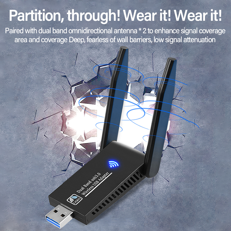 High Speed Wifi Adapter 1300Mbps Wifi Dongle Antenna Dual Band Wireless ...