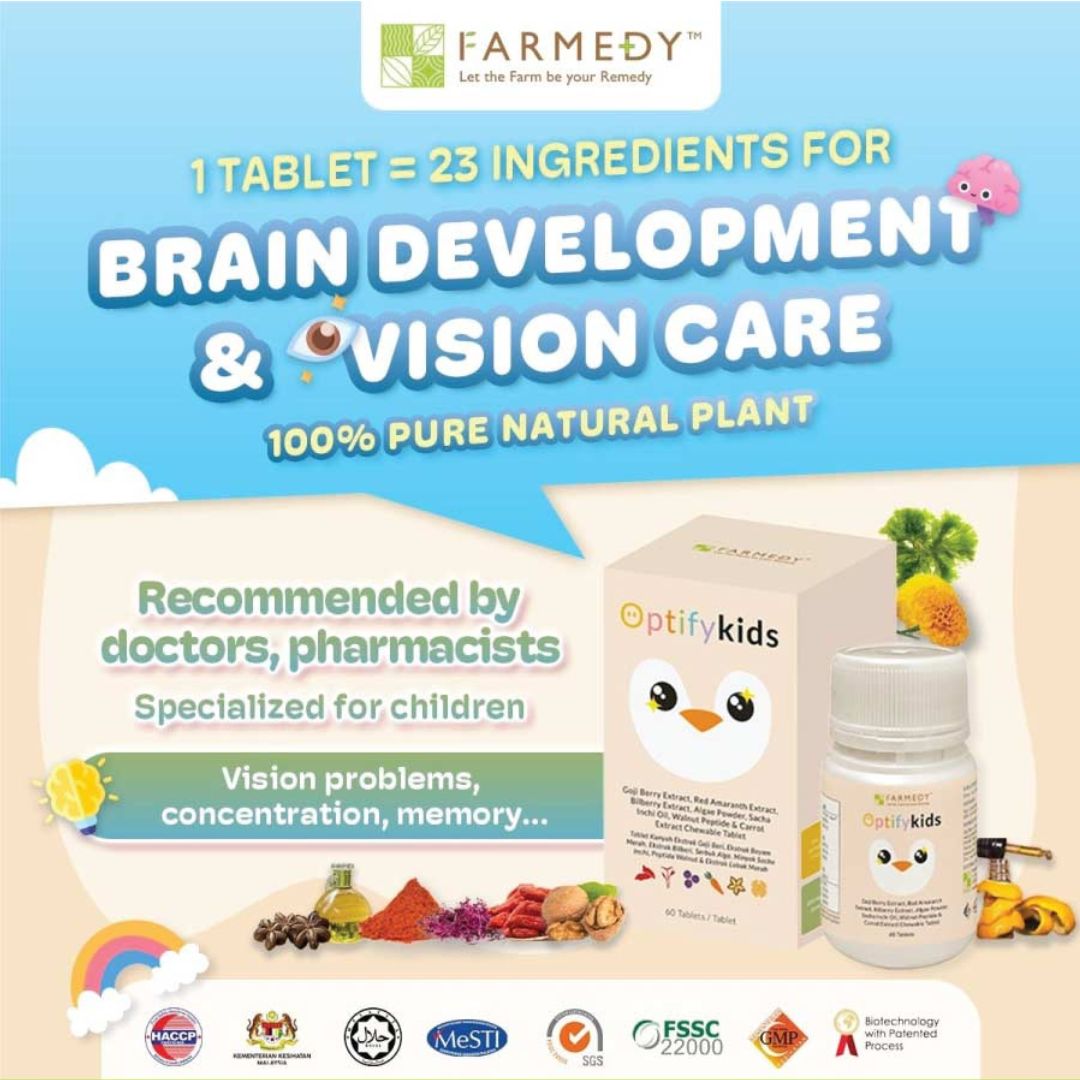 Farmedy OptifyKids - Vision Care Natural Chewable Tablet 优化儿童：视力护理咀嚼片 ...