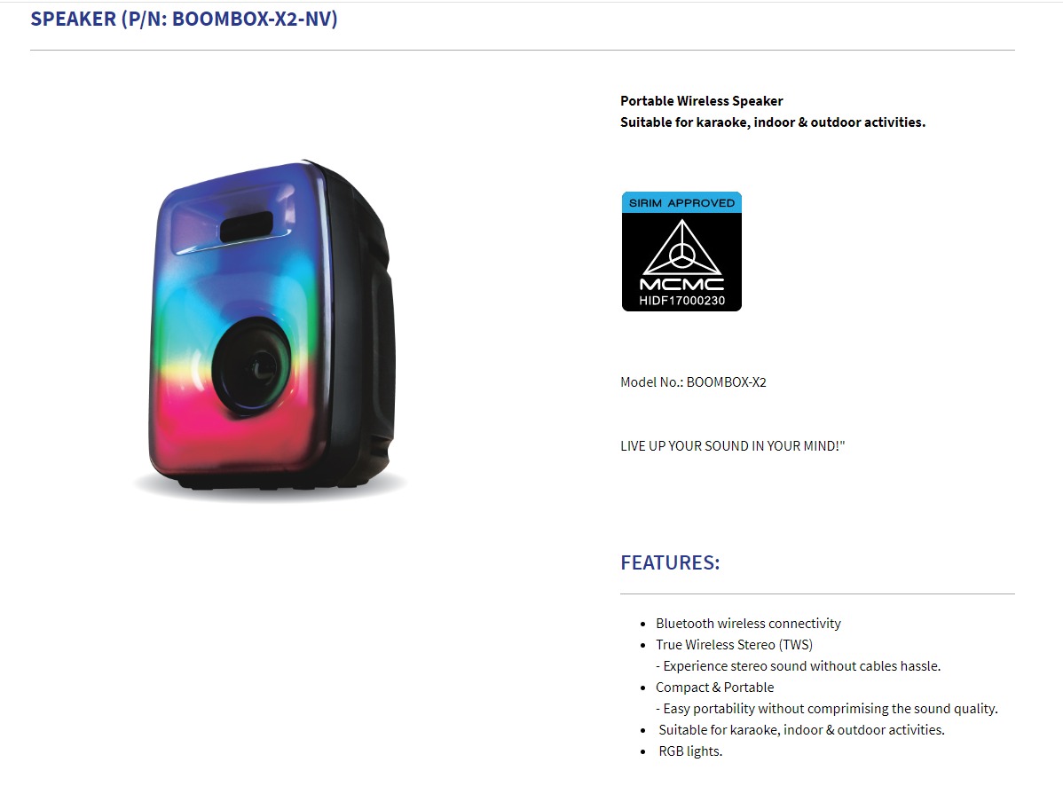 AVF BOOMBOX X2 NV 40Watt Bluetooth Portable Speaker RGB Wireless BT 5.0 ...
