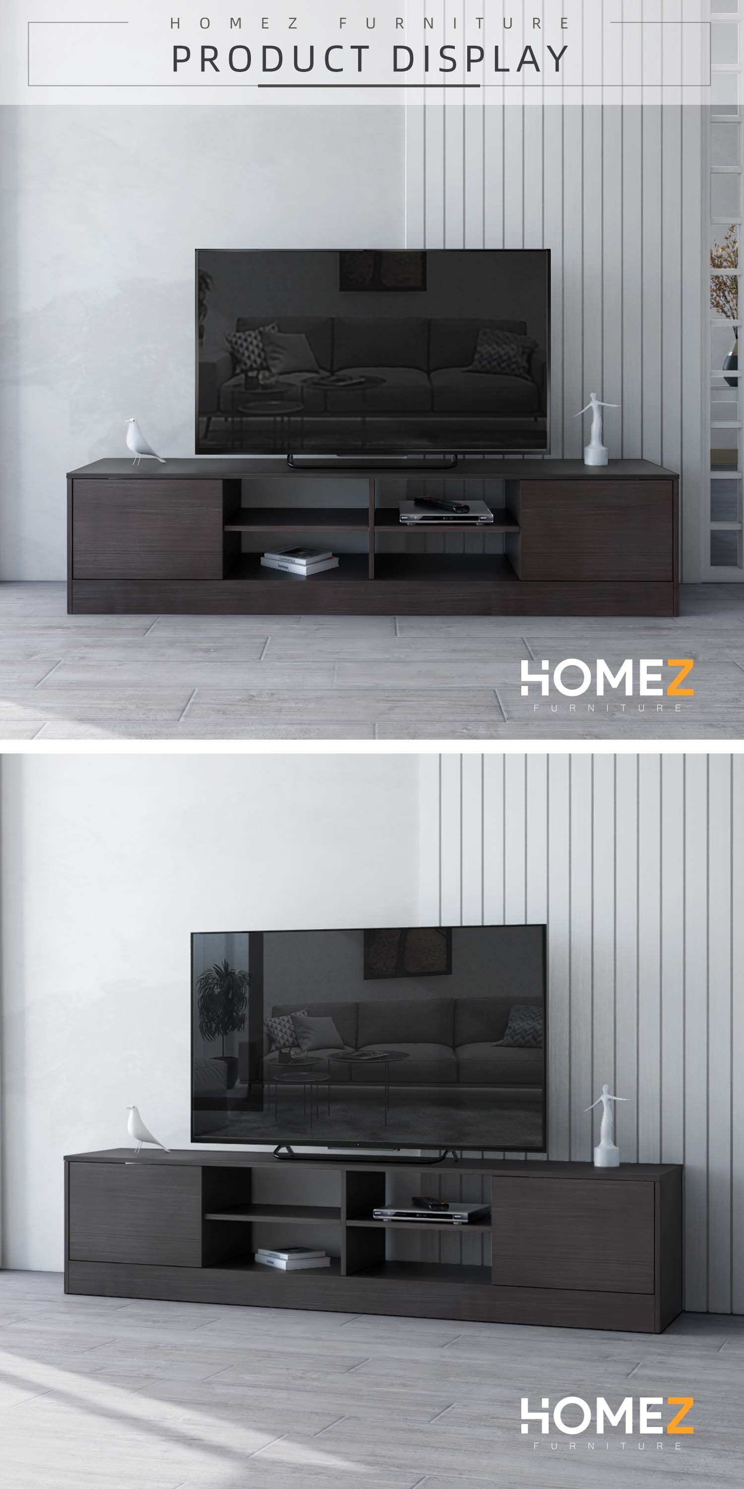 [free Shipping] Homez Tv Cabinet White Modernist Design Solid Board Tv 