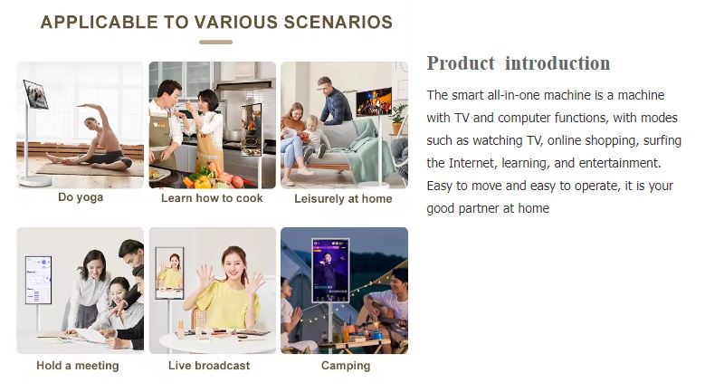 21.5 Inch Portable Moving Touch Screen Smart TV Tablet Android 13 ...