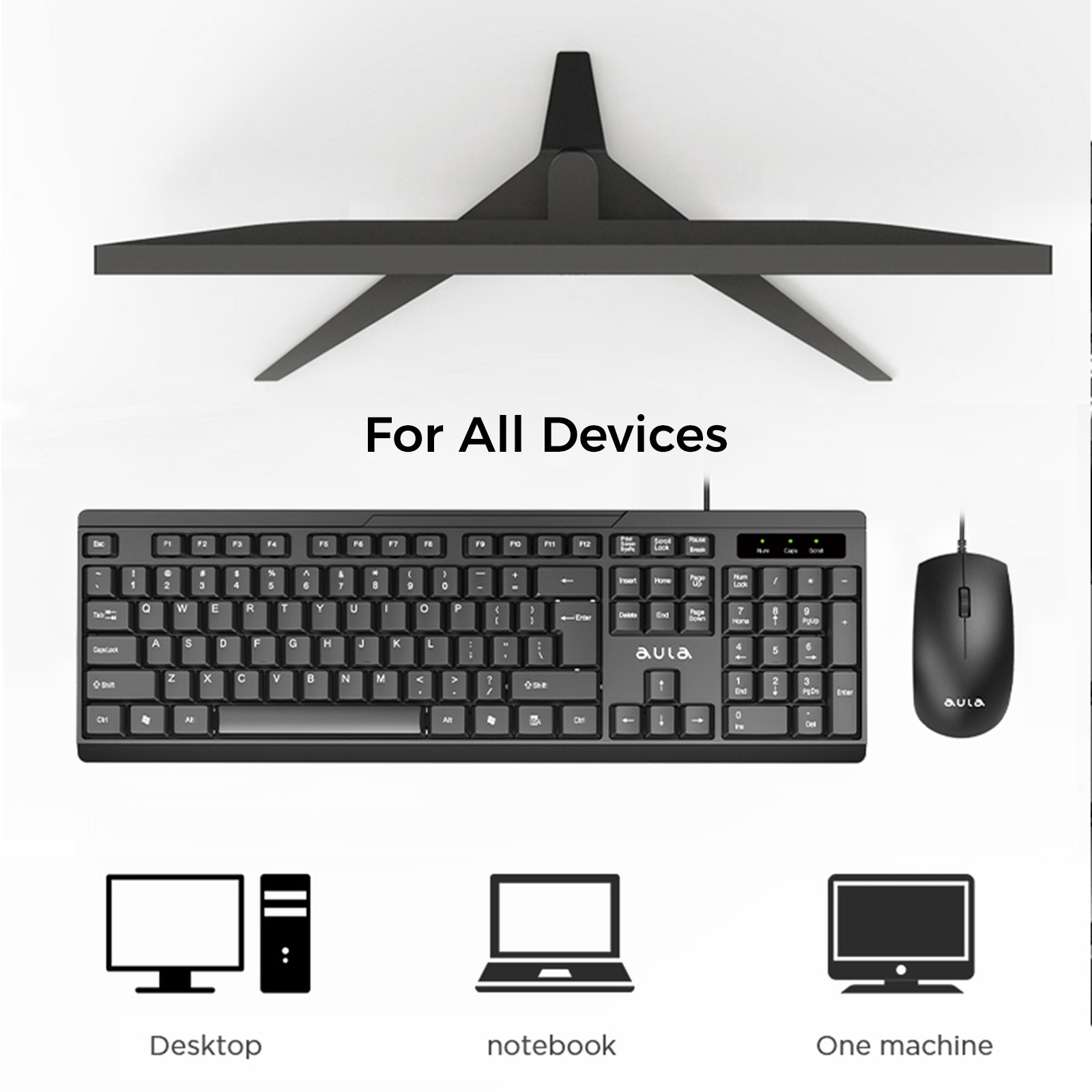 AULA AC101 Wired Keyboard Mouse Combo for PC Desktop Laptop Work Office ...