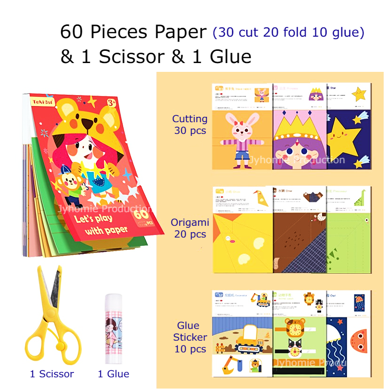 Kid Art Craft Papercraft Origami Folding Cutting Sticker Papercraft ...