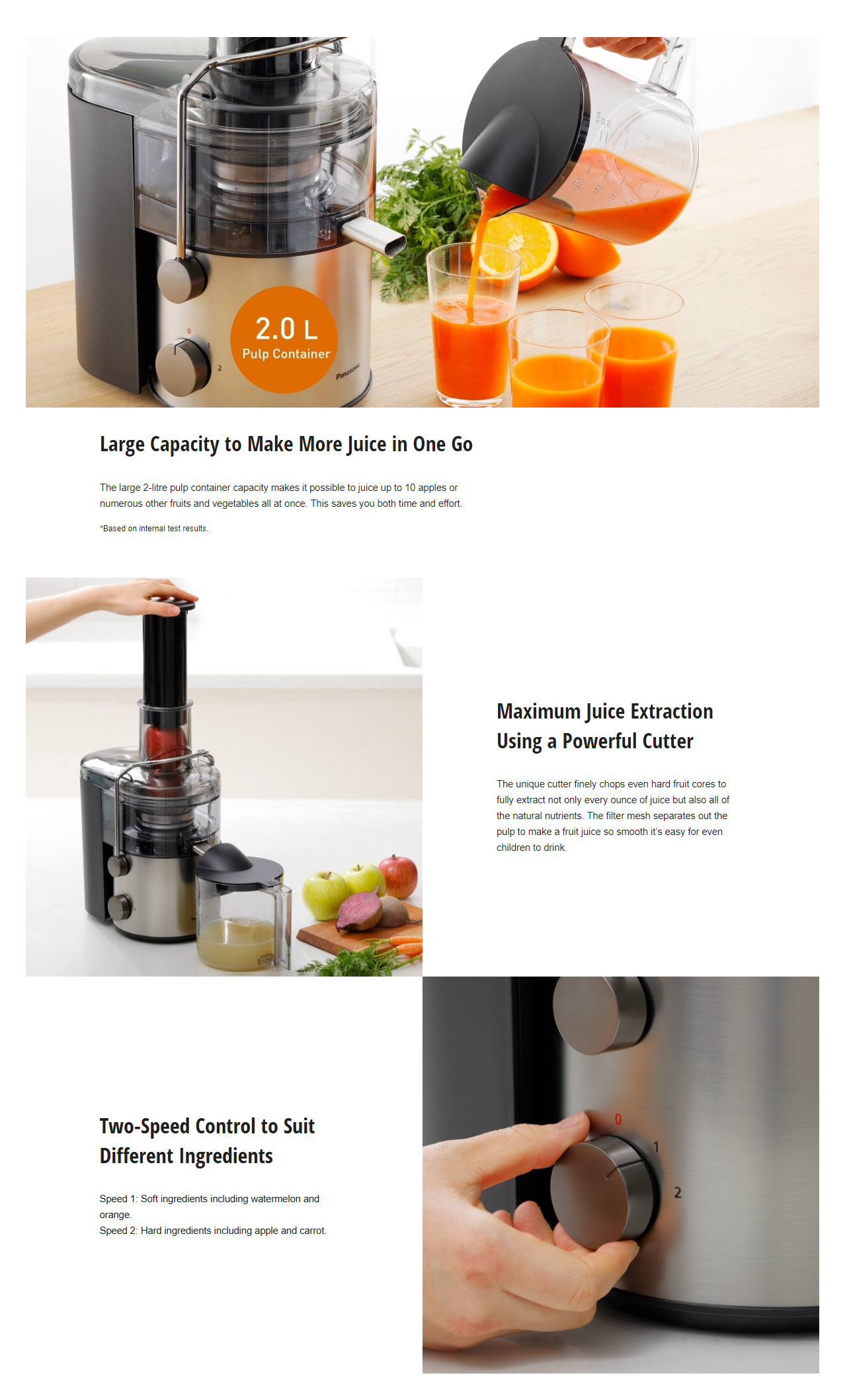 Panasonic Juicer Large Feed Tube 2.0L Container MJ-CB100 MJ-CB100WSK MJ ...