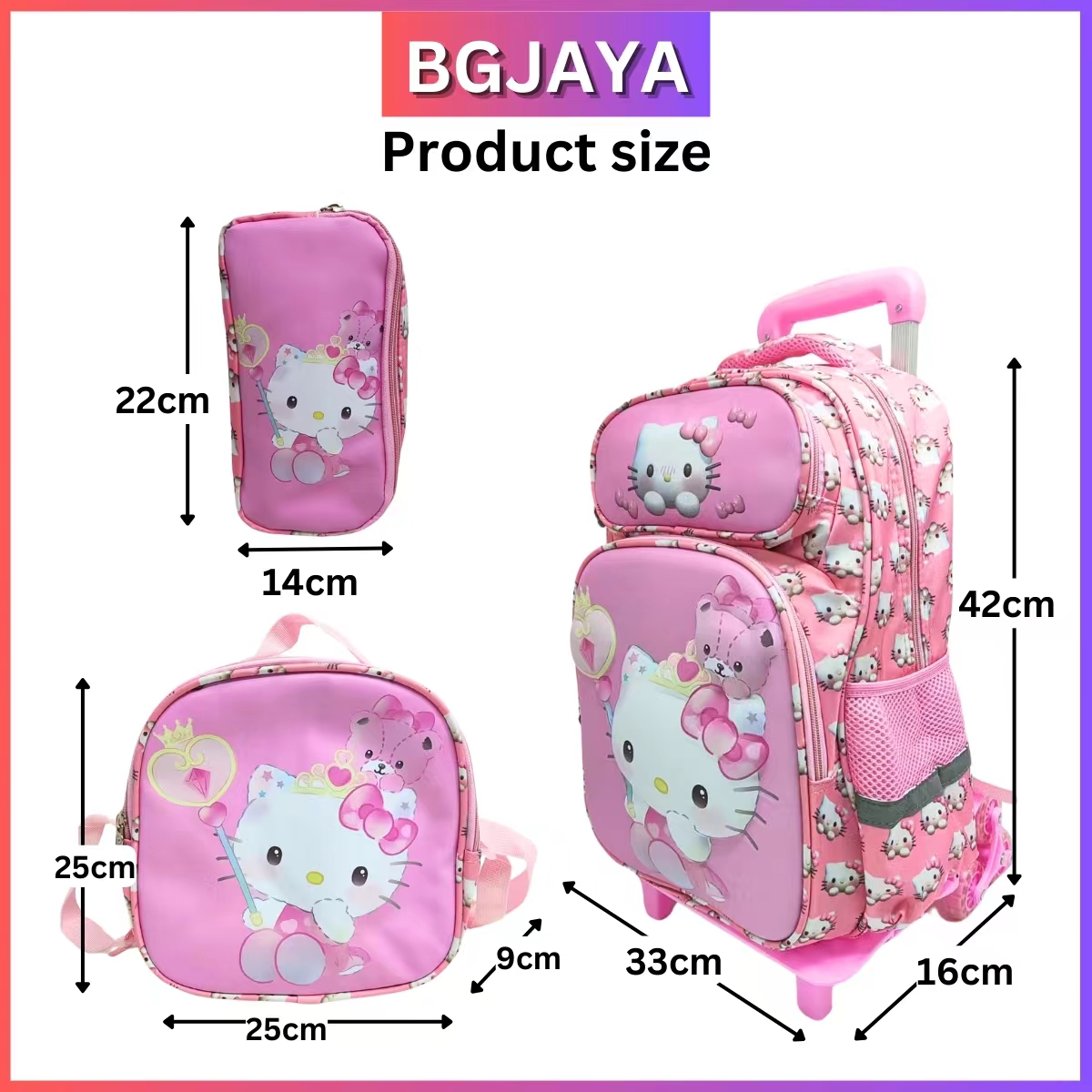 42cm 3 in 1 3D Cartoon School Backpack Kids Waterproof Bagpack Trolley ...