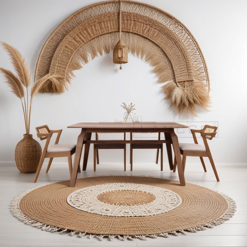 LANCCO Modern Wooden Dining Set/ Solid Rubber Wood/ Ready Stock/ Meja ...