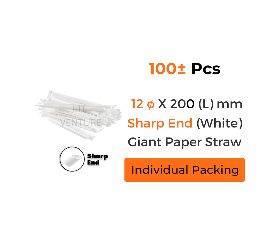 100Pcs Paper Straw/Giant/White/Loose/Individual Packing Disposable ...