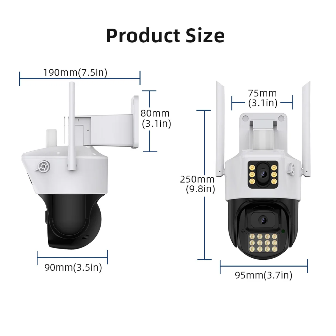 IP PRO 4MP 4G / WIFI Dual Lens PTZ IP Security Camera Dual Screens Auto ...
